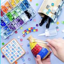 200pcs 0.39inch Square Glass Mosaic Tiles - Premium Craft Decorative Pieces For Creative Art, Painting, Handmade Jewelry, And DIY Projects - A - View 8