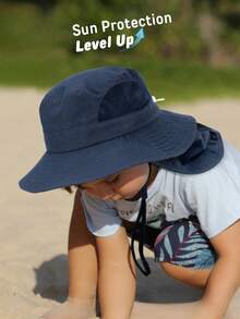 婴幼儿遮阳帽，宽檐渔夫帽，带颈带，春夏海滩度假必备 - 1PC - 查看 10