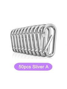 5/10/30/50个装散装弹簧登山扣钥匙扣，铝制D形环扣，适用于背包、旅行、露营、徒步 - 彩色 - 查看 33