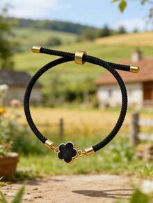 1/5/10 件多色时尚优雅可爱幸运五叶花、蝴蝶、心形、海星、海龟可调节手链，适合情人节、恋人、朋友、家庭聚会礼物，适合女性日常佩戴 - 五瓣花手繩 - 查看 21