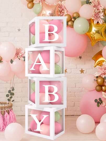 8/31pcs Transparent Letter Balloon Box, Suitable For Birthday Party Decoration, Baby Shower Party, 1st Birthday Party Supplies, Gender Reveal Party Decorations, Baby Shower Decorations