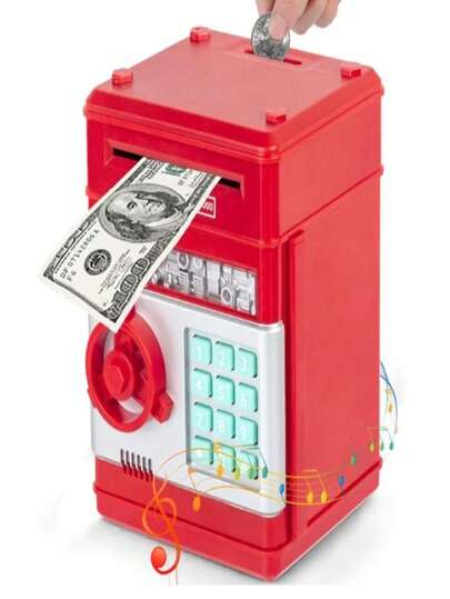 Alcancía para niños, alcancía electrónica de juguete, resistente, con contraseña, caja de ahorro de dinero con desplazamiento automático