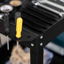 Wózek warsztatowy ze stali 3-półkowej na kółkach z uchwytem - maks. obciążenie 150 kg - 83 x 35,3 x 76 cm, czarny - A - Zobacz 7