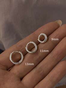 1 pièce Boucles d'oreilles minimalistes à double anneau en argent sterling 925, tailles 9 mm, 11 mm, 13 mm, convient pour le port quotidien des femmes et en cadeau pour la petite amie - boucle d'oreille unique - Voir 10