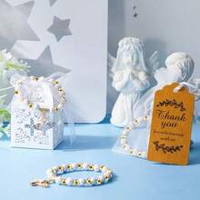 40 Pieces/Set Of Baptismal Gift Set, Including 10 Angel Cross Rose Bracelets, 10 Baptismal Gift Boxes With Ribbons, 10 Thank-You Labels, And 10 Transparent Stiff Gauze Bags For Baby Showers - Multicolor - View 3