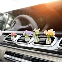 4 Pack Flowers Car Vent Clips, Cute Daisy Plants Vase Air Conditioning Outlet Clip With Fragrance Pads, Charm Scent Perfume Automotive Interior Decorations For Women - Flowers Car Vent Clips - 查看 5