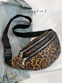 Fashionable Retro Leopard Print Waist Bag For Women - Brown - View 1