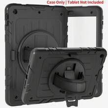 1 件装，兼容 iPad 第 9/8/7 代 10.2 英寸（iPad 第 9/8/7 代），功能强大，提供坚固保护，配有腕带、旋转支架和笔槽。适用于 iPad 10.2 英寸的耐用全包保护壳 - 黑色 - 黑色 - 查看 10