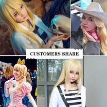 mujeres de 27inch pelo largo rubio directo resistente sintético resistente,Peluca larga grande ondulresistente al calor del pelo para disfraz de fiesta de Cosplay, las mujeres con la peluca Natural que mira de los flepara las mujeres de Halloween Cosplay (rubia) - Dorado - Ver 4