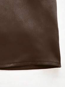 Tween Girls Minimalist Plain Loose Long Sleeve Casual Dress - Coffee - View 7