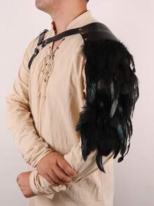 男士黑色PU皮革肩甲和胸甲 | 哥特维京风格LARP和角色扮演 - A - 查看 2