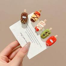 5/10/20 pièces Super mignons clips à cheveux d'été réalistes en forme de mini glace, ventouse à glace, accessoires capillaires DIY pour femmes et filles, coiffure de salon, support de coiffure - Clips à cheveux en forme de glace et de crème, aimants de réfrigérateur DIY, mini accessoires - Mini glaces - Voir 2