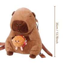 1pc Capybara Backpack Cute Fashion Bag, Can Store Cell Phone, Wallet And Keys, Multi- Purpose Storage Bag, Throw Pillow For Sofa, Home Decoration, Holiday Gifts, Halloween, Christmas - 棕色 - 查看 2