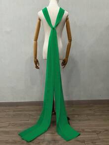 新娘礼服蕾丝披肩，长拖尾高端韩式摄影披肩，白色雪纺简约披肩 - 拖低披肩 - 查看 20