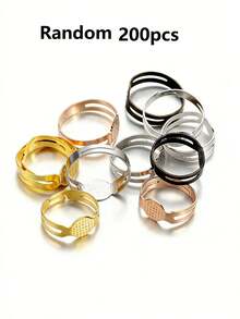 20/50/100/150/200pcs/Lot Multi-Color 7-10mm Adjustable Blank Metal Rings, Suitable For DIY Handmade Ring Jewelry Making Supplies - Multicolor - View 33