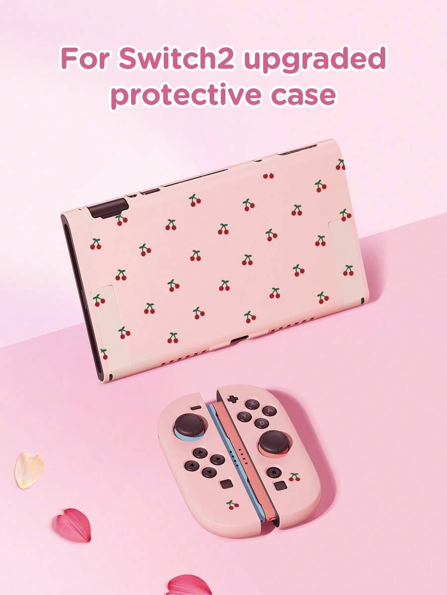 1个Caparol波点蝴蝶结印花保护套,兼容新款Switch 2(2025),适用于Switch NS/Switch OLED/Lite,适用于Switch 2游戏机配件,全家套装,带卡槽的收纳盒,Switch保护套,送给Switch玩家的浪漫礼物 - 彩色 - 查看 1