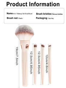 YZIMENG Four-In-One Powerful Magnetic Makeup Brush Set Includes A Large Foundation Brush, A Concealer Brush, A Blush Brush, And A Dotting Brush. The Bristles Are Soft And Delicate, Ensuring Comfort On The Skin. The Handle Features A Magnetic Small Brus - Multicolor - View 3