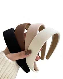 4pcs 38cm/14.96in Circumference Women's Vintage Elegant Solid Color Headbands, Fashion Versatile Hair Accessories Suitable For Daily Wear, Washing Face, Makeup, Outfit Matching ,Head Piece - 彩色 - 查看 10