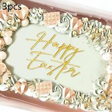 1 Stück/3 Stücke/6 Stücke Fröhliche Ostern Acryl Tortendeko Set mit goldenem & weißem Hasen Design Tortenpicks für Ostern Party Torte Dekoration - mehrfarbig - Übersicht 11