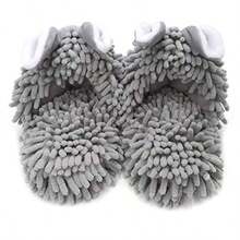 ofoot Pantuflas cálidas y peludas para mujer zapatos de animales lindos antideslizantes suela de goma impermeable overol conejo koala zorro búho gato león conejo gorila - Conejo gris. - Ver 5