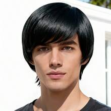 Perruque pour homme avec raie au milieu, coupe courte, perruque à clipser stylée, volumineuse et naturelle, facile à porter pour le cosplay - Multicolore - Voir 16