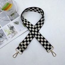 3.8cm Wide Check Pattern Long Shoulder Strap For Women's Bag Can Be Used As A Crossbody Or Shoulder Strap For Bag Replacement - 黑色 - 查看 6