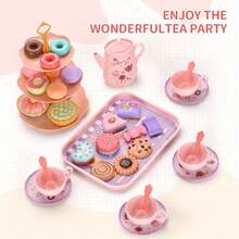 42pcs Luxury Children's Realistic Tea Set - Colorful Realistic Kitchen Utensils, Including Fancy Teapot, Cups, Plates And Desserts, Perfect For Afternoon Tea Party Play And Girls' Gift, Tea Set, Easter Gift - Pink - View 4