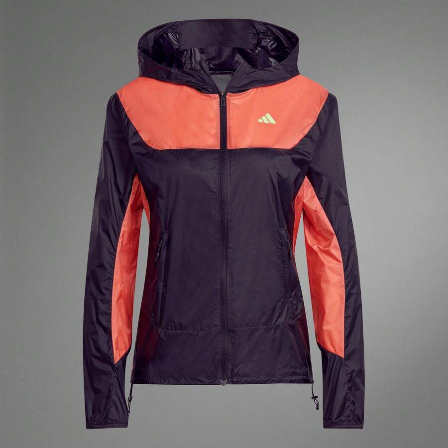 Adidas Women's Woven Hooded Jacket Outerwear, Running Top IS0702, Spring/Autumn - Dark Purple/orange-red - View 1