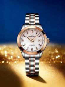 Orient 日本东方双狮女士自动机械腕表，小表盘，珍珠母贝表镜，东方星空腕表，珍珠母贝数字表盘/不锈钢表带 WZ0401NR - 白色 - 查看 1