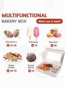 10/5pcs/1pc Bread Box With Window, 12 X 8 X 2.5 Inches, Large White Cookie Box, Auto Pop-Up Candy Box, Suitable For Pies, Cakes, Muffins, Donuts And Pastries, Party, Holiday, Wedding, Birthday - White - View 8