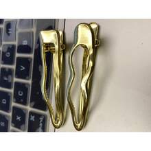 2pcs Women Minimalist Metal Silver Hair Clip,Hair Barrettes,Decorative Hair Accessories For Women Street Gold Head Piece Hair Clips Hair Claws, School Stuff - 金色 - 查看 5