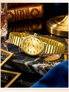 LIGE 时尚女士石英表，不锈钢表带，防水，适合日常佩戴，精致小巧的表盘，可调节表带 - 金色 - 查看 10