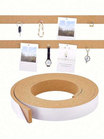 Rollo de tiras de corcho de 39 pulgadas, cinta de corcho, tiras de tablero de corcho, adecuado para tableros de corcho y tableros de anuncios sin marco, con respaldo adhesivo, excelente para uso en oficina, escuela y hogar para pegar notas, fotos y horarios, 0.98 pulgadas de ancho