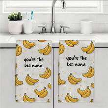 2 khăn lau bếp họa tiết chuối và bà, kiểu hoạt hình tối giản, kích thước 40*60cm, chất liệu microfiber, dùng để lau bát đĩa, lau tay, trang trí nhà bếp, quà tân gia. - Màu vàng - Xem 11