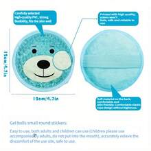 1个可重复使用的卡通凝胶冰袋，带绑带和绒布背衬 - 可爱的熊、狐狸、鸭子、青蛙、羊驼图案，可用于面部、头部、手臂、腿部的冷热疗法 - A - 查看 3