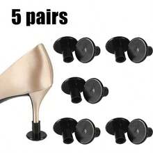 5 Pairs High Heel Protectors, Transparent And Black - Say Goodbye To Scratches, Protect Floors And Extend Shoe Life, Easy Installation, Non-Slip, Reusable, Fit Most High Heels - Black 5 Pairs - View 7