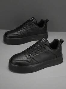 Giày thể thao nam casual phối chữ tương phản, giày đế bằng đơn giản, đa năng, thích hợp cho hoạt động ngoài trời, công sở, học sinh. - màu đen - Xem 3