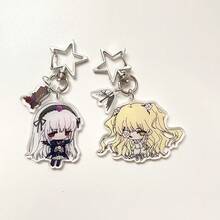 Oryginalny akrylowy brelok do kluczy, kokarda przyjaźni z aniołkiem w kształcie serca, Y2K, retro, szkolna dziewczyna, uroczy, swobodny, uliczny brelok akrylowy, zawieszka do telefonu, pamiątka szkolna, dodatek do torby, odpowiedni na każdą porę roku, imprezy firmowe, prezent dla dziewczyny - Wielokolorowe - Zobacz 4