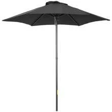 Parasol Ø196 Cm, Tiltable Rotating Parasol, Hexagonal Parasol For Balcony, Beach Or Garden, Wind Resistant, Crank Operated, Black. - B - View 1