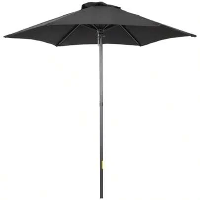 Parasol Ø196 Cm, Tiltable Rotating Parasol, Hexagonal Parasol For Balcony, Beach Or Garden, Wind Resistant, Crank Operated, Black.