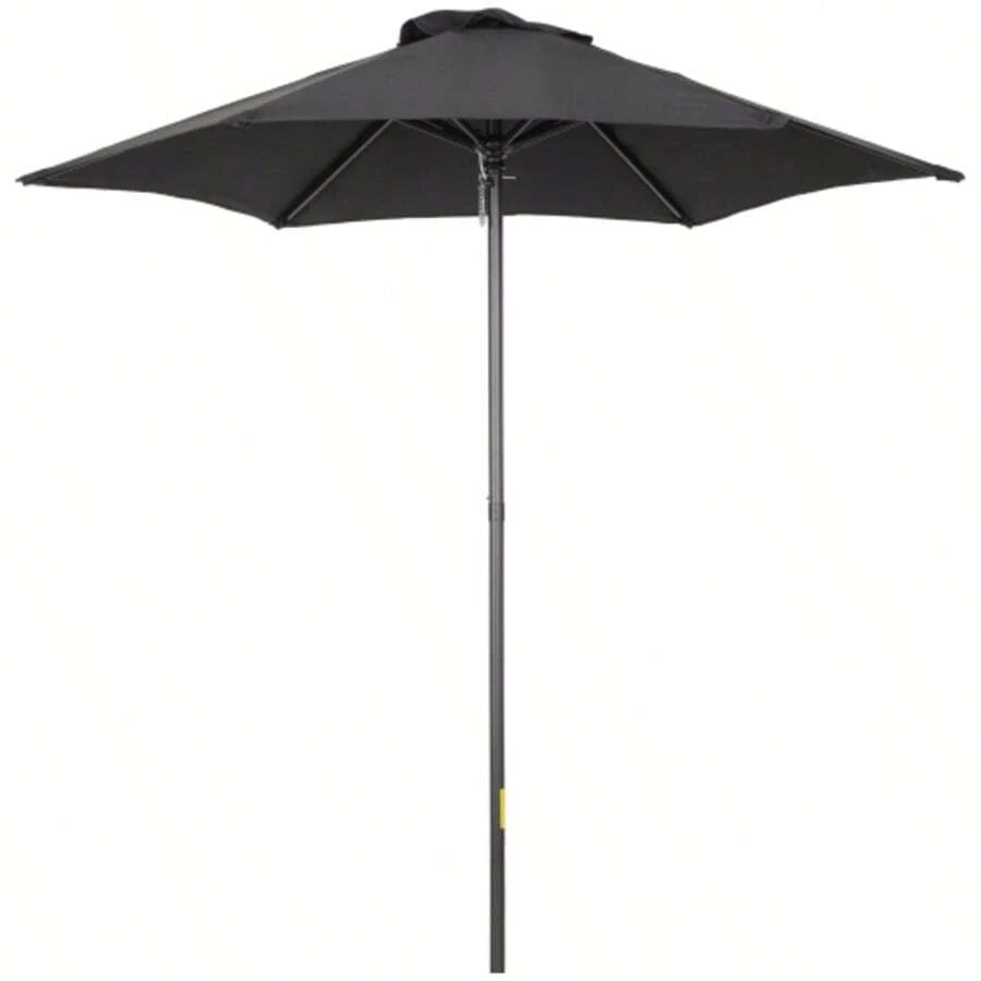 Parasol Ø196 Cm, Tiltable Rotating Parasol, Hexagonal Parasol For Balcony, Beach Or Garden, Wind Resistant, Crank Operated, Black. - B - View 1