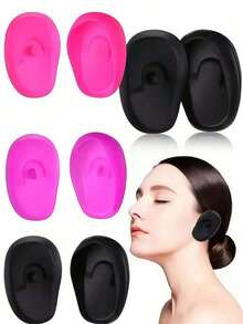 EELHOE 1 Pair Salon Ear Covers, Plastic Hair Dye Ear Protectors, Silicone Shower Ear Covers For Home And Hair Salon - Multicolor - View 1