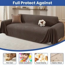 YSTYLE Sofa Cover For 1/2/3/4 Seater, Non-Slip Sofa Cover, Anti-Scratch Sofa Scarf For Cats And Dogs, Furnishing Cloth, Large Stain-Resistant Sofa Scarf - Coffee Brown - View 3