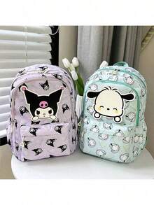 SANRIO 多隔层轻便帆布背包，可爱卡通印花时尚包，3D装饰，适合学生、旅行、日常通勤，是送给年轻女性和青少年的圣诞礼物。 - 彩色 - 查看 3