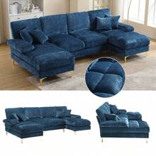 Sofa Bed Set - Blue + Chenille + 4 Seat + Foam - View 12