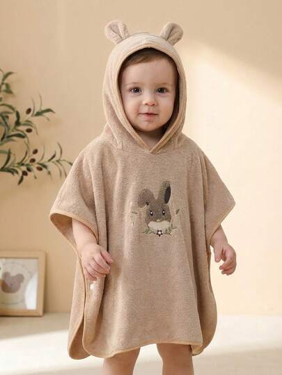 1件装幼儿浴巾，带帽婴儿浴巾，超强吸水柔软浴袍毯，儿童淋浴巾，男女童通用