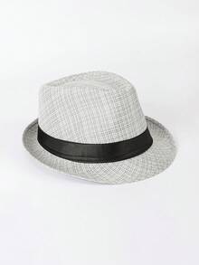 1 pieza Sombrero de fieltro de poliéster de estilo retro casual de otoño/invierno, sombrero fedora de lana suave, gorra de caballero para hombres, gorra versátil simple y de moda para uso diario, adecuada para fiestas, eventos con temática occidental, reuniones, cosplay, bailes de máscaras, festivales, celebraciones de cumpleaños, festivales de música, viajes y senderismo - sombrero de copa - Ver 17