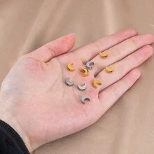 5pcs Stainless Steel Smooth Moon Shaped Beads, Suitable For Beading Or Making Jewelry Pendants DIY Craft Supplies - Stainless Steel Moon Beads - View 6