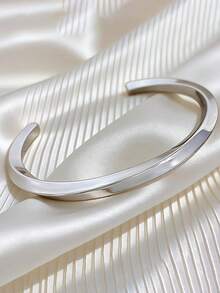 Minimalist Stylish Stainless Steel Bracelet, Open Cuff, Polished Finish, Suitable For Fashion Pairing And Gifting To Friends, Family, And Mother - Multicolor - View 8