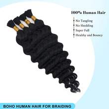 Tóc giả bện kiểu Bohemian sóng nước 28 inch, tóc Bohemian sóng sâu 12A, 4 gói, 100% tóc đen tự nhiên, 90g/gói, tóc bện kiểu Bohemian, bó tóc xoăn kiểu Bohemian, tóc nối bện kiểu Bohemian sóng ướt. - SNatural - Xem 3